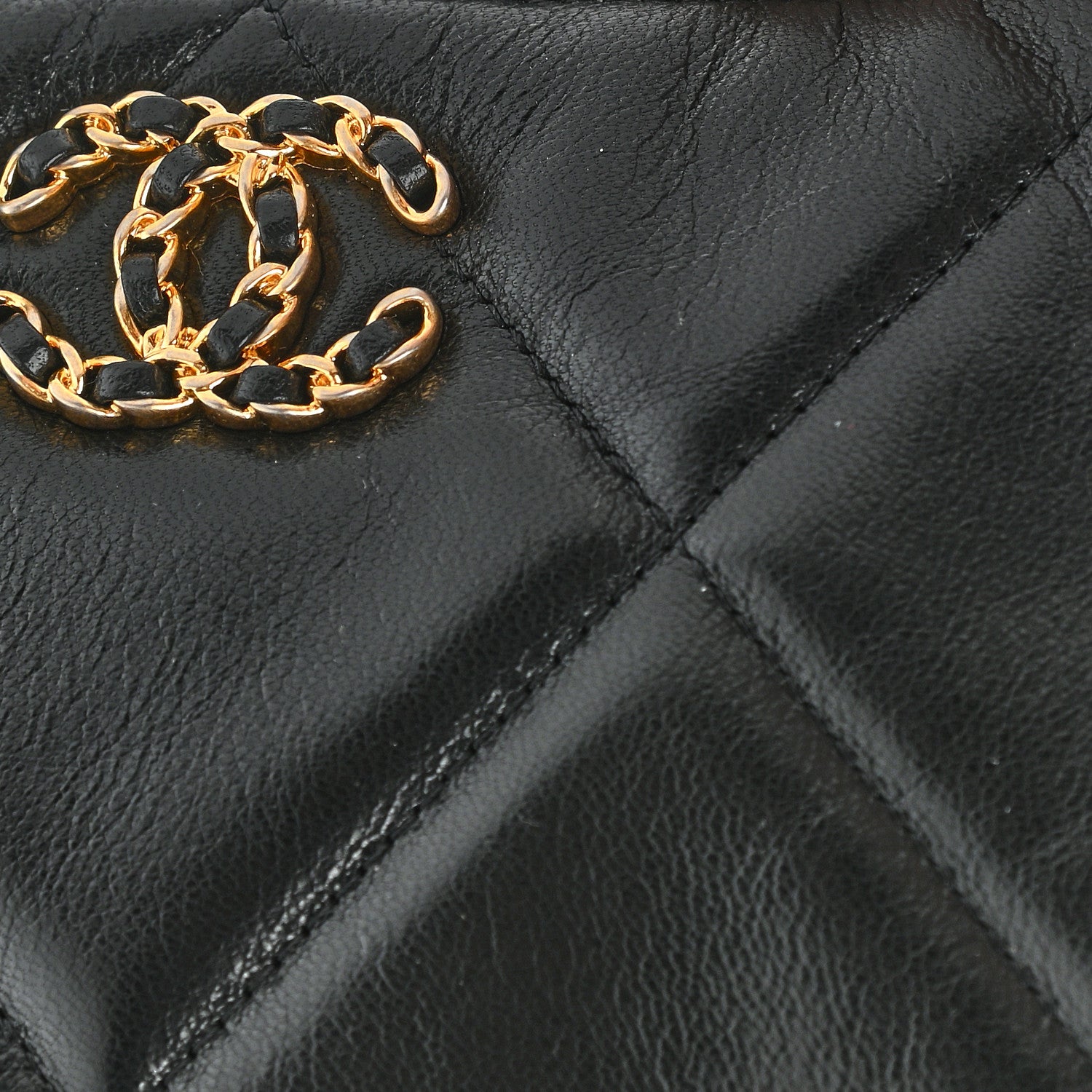 Chanel Shiny Goatskin Quilted Small Chanel 19 Pouch Black 8 of 8
