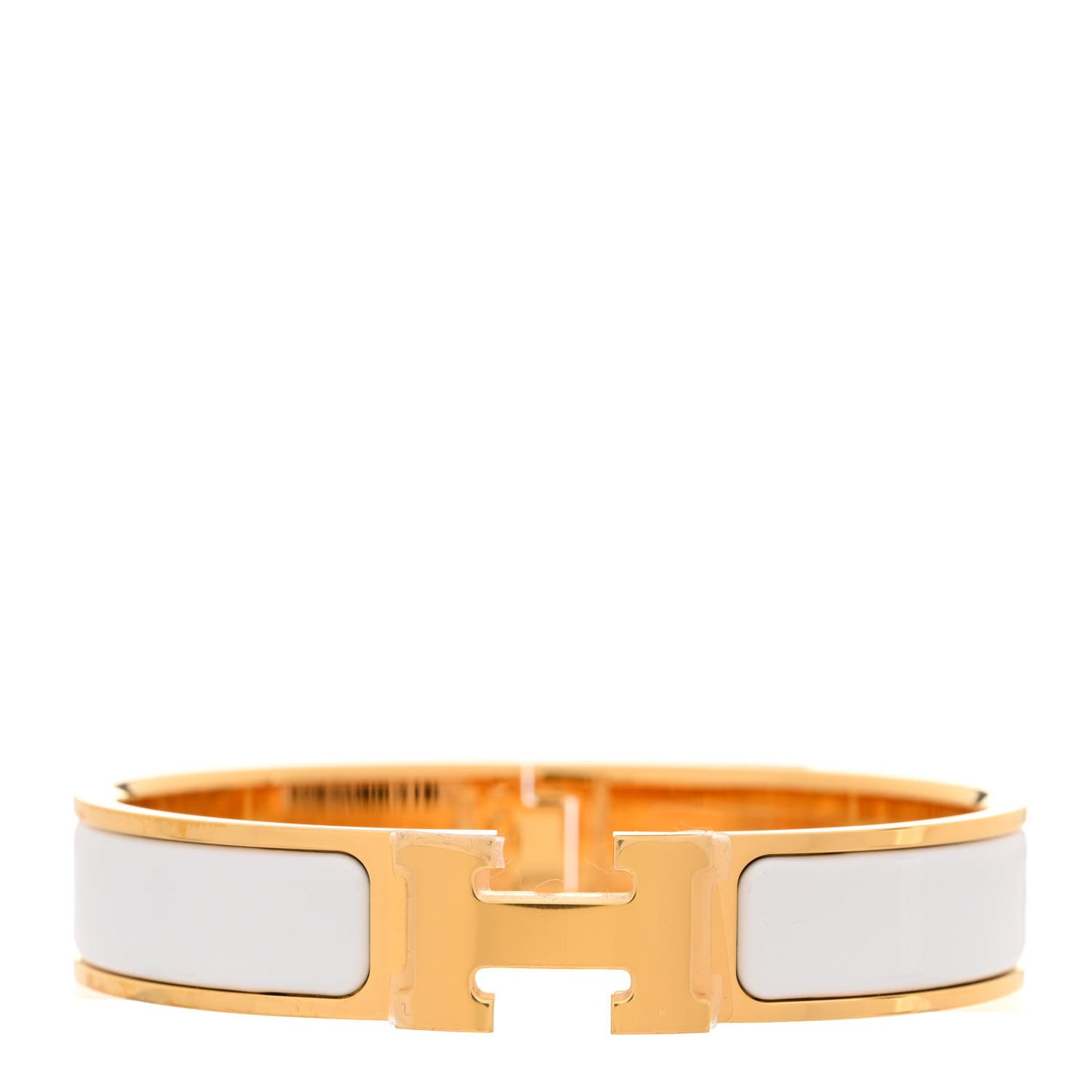 Enamel Narrow Clic Clac H Bracelet PM White