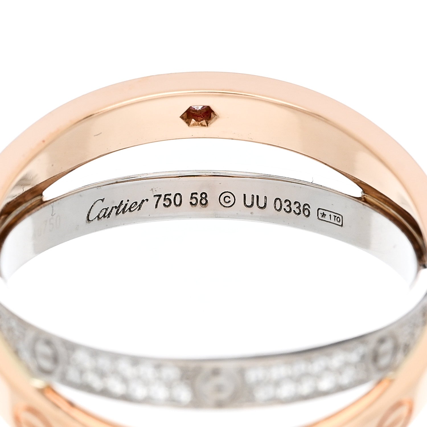 Cartier 18K Pink White Gold Diamond LOVE Pave Ring 58 8.25 5 of 5