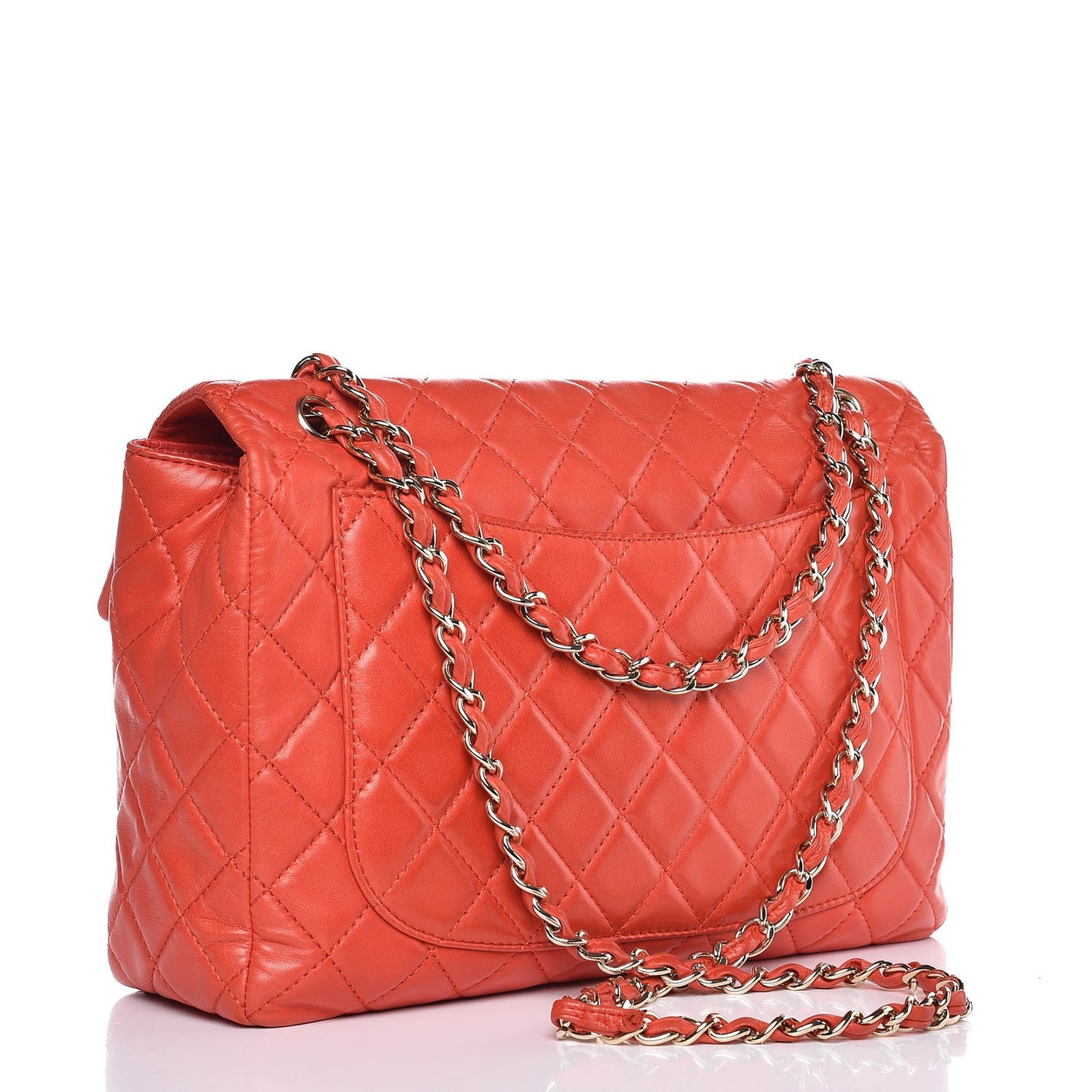 Lambskin Quilted XL Maxi Single Flap Red