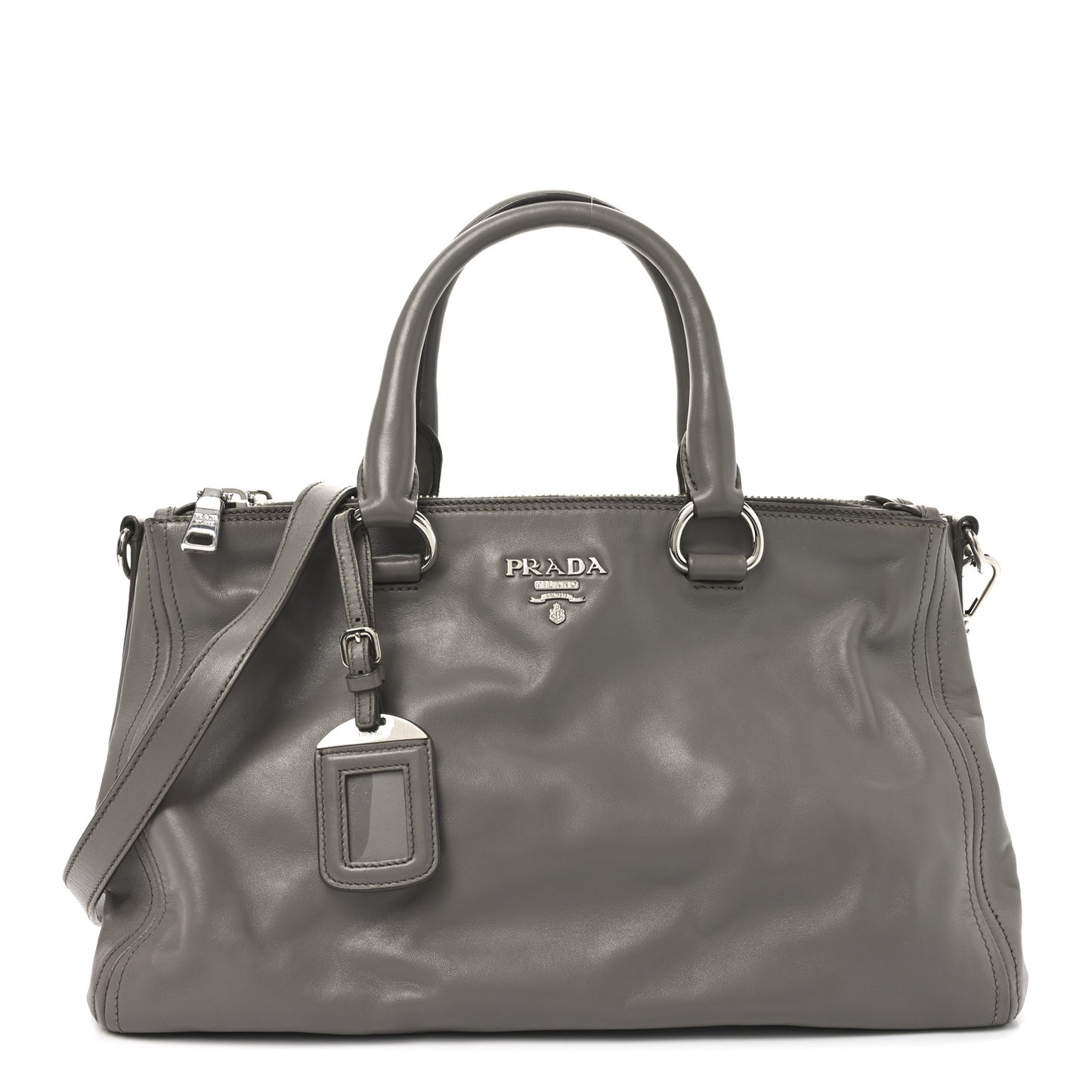 Soft Calf Double Zip Shoulder Bag Argilla