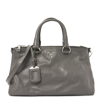 Prada Soft Calf Double Zip Shoulder Bag Argilla 1 of 9