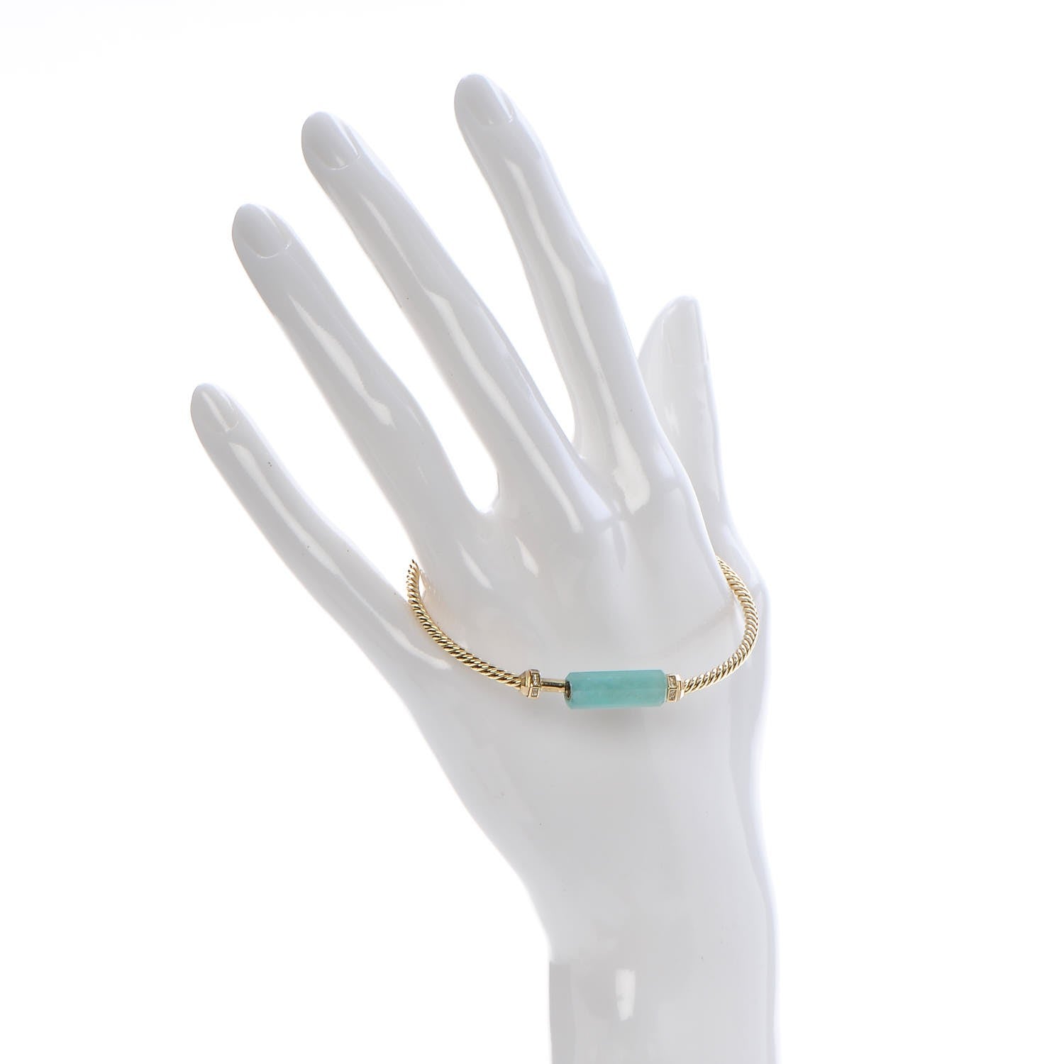 David Yurman 18K Yellow Gold Amazonite Diamond 2.5mm Barrels Station Bracelet 2 of 4