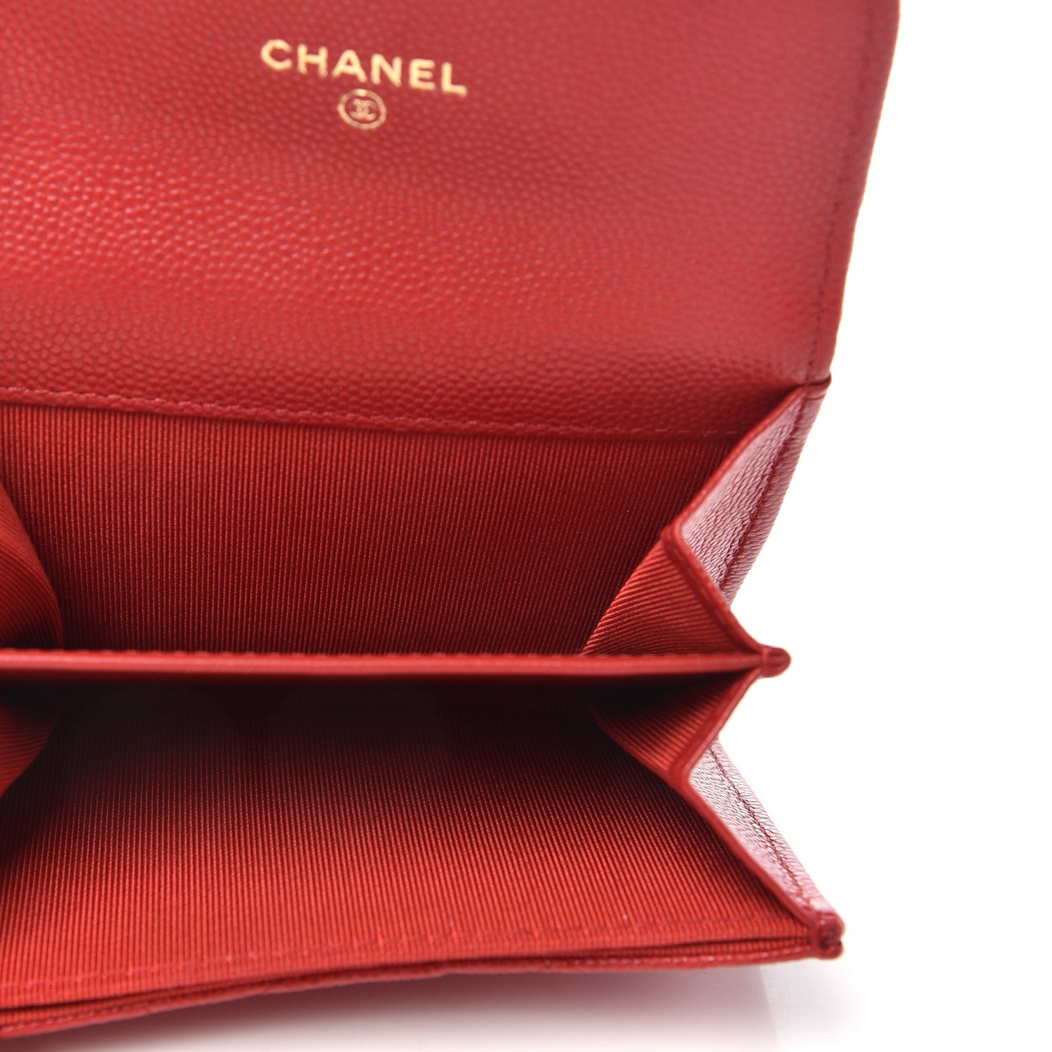 Chanel Caviar Quilted Flap Card Holder Wallet Red 5 of 10