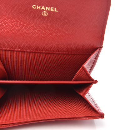 Chanel Caviar Quilted Flap Card Holder Wallet Red 5 of 10