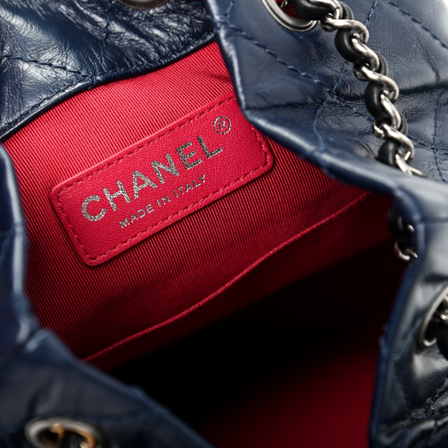 Chanel Aged Calfskin Quilted Small Gabrielle Backpack Blue Black 8 of 9