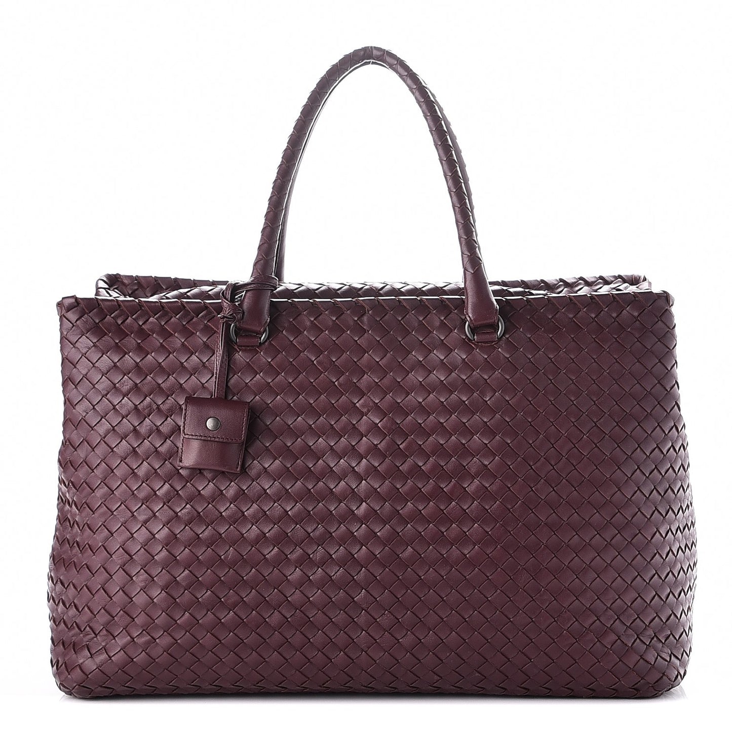 Nappa Intrecciato Brick Tote Aubergine