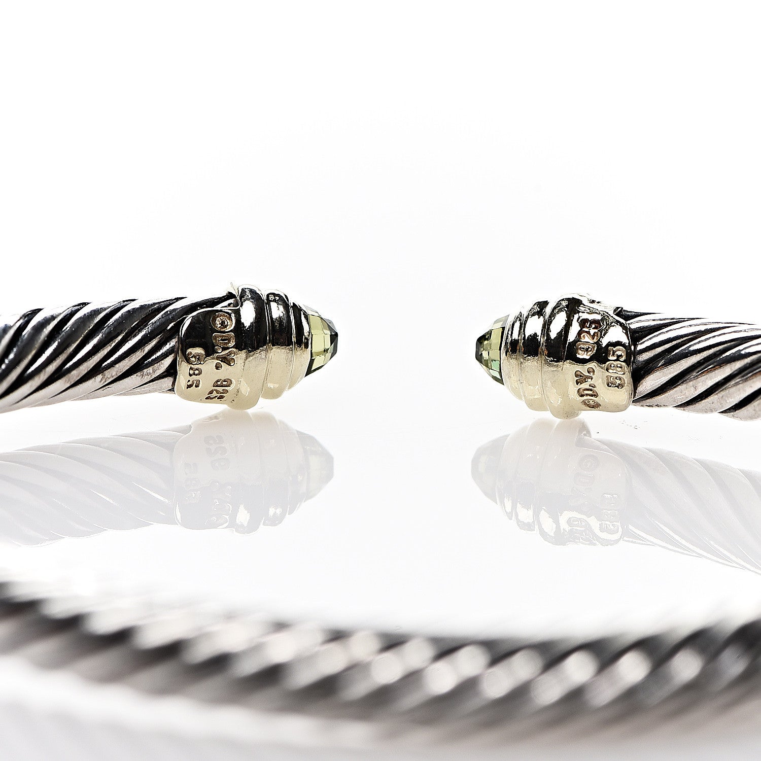 David Yurman Sterling Silver 14K Yellow Gold Peridot 5mm Cable Classics Petite Color Bracelet 3 of 3