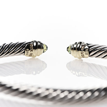 David Yurman Sterling Silver 14K Yellow Gold Peridot 5mm Cable Classics Petite Color Bracelet 3 of 3