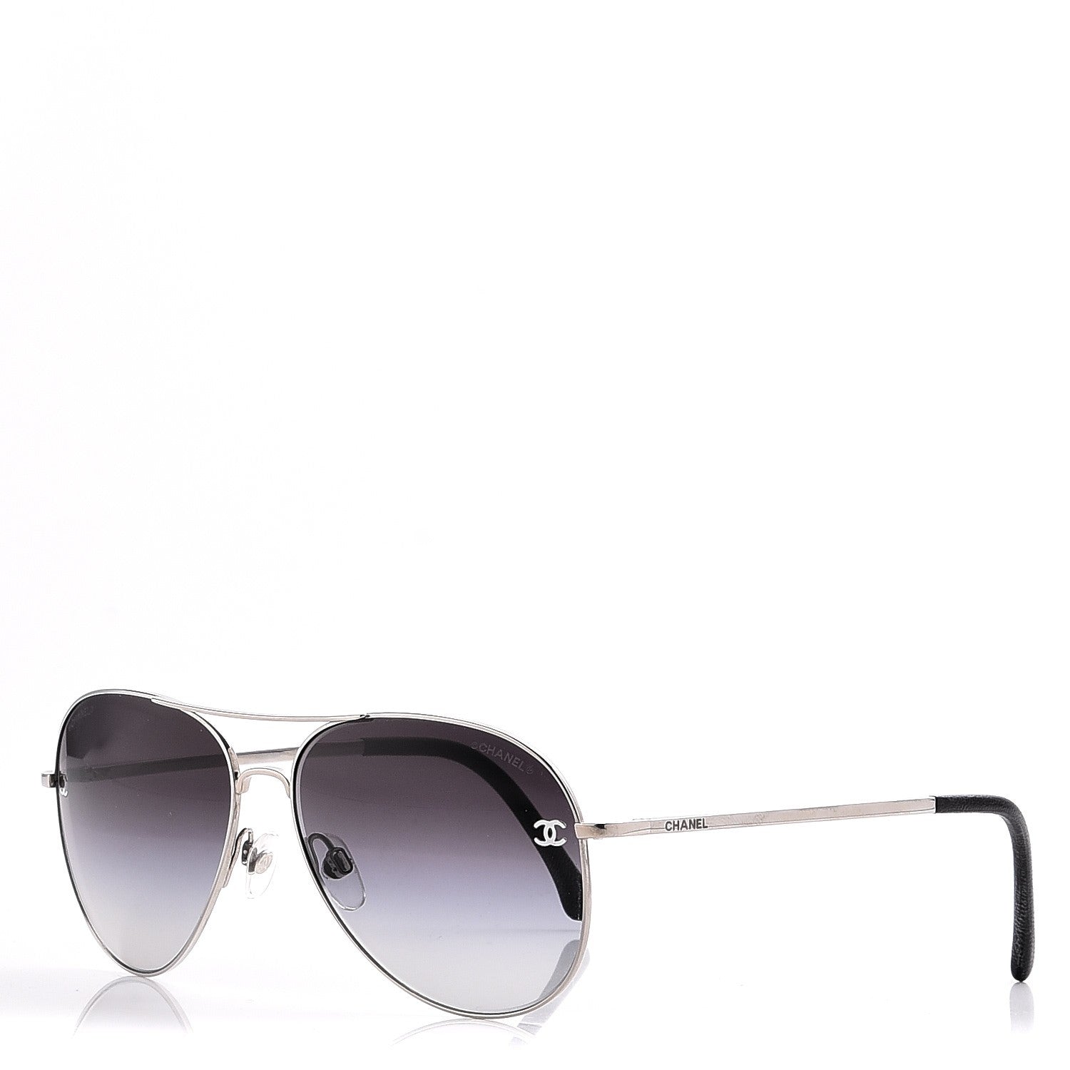 Chanel Aviator CC Sunglasses 4189-T-Q Silver 1 of 9