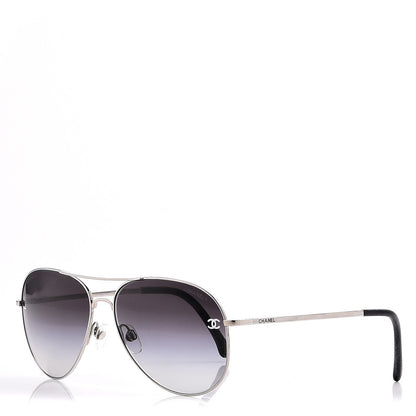 Chanel Aviator CC Sunglasses 4189-T-Q Silver 1 of 9