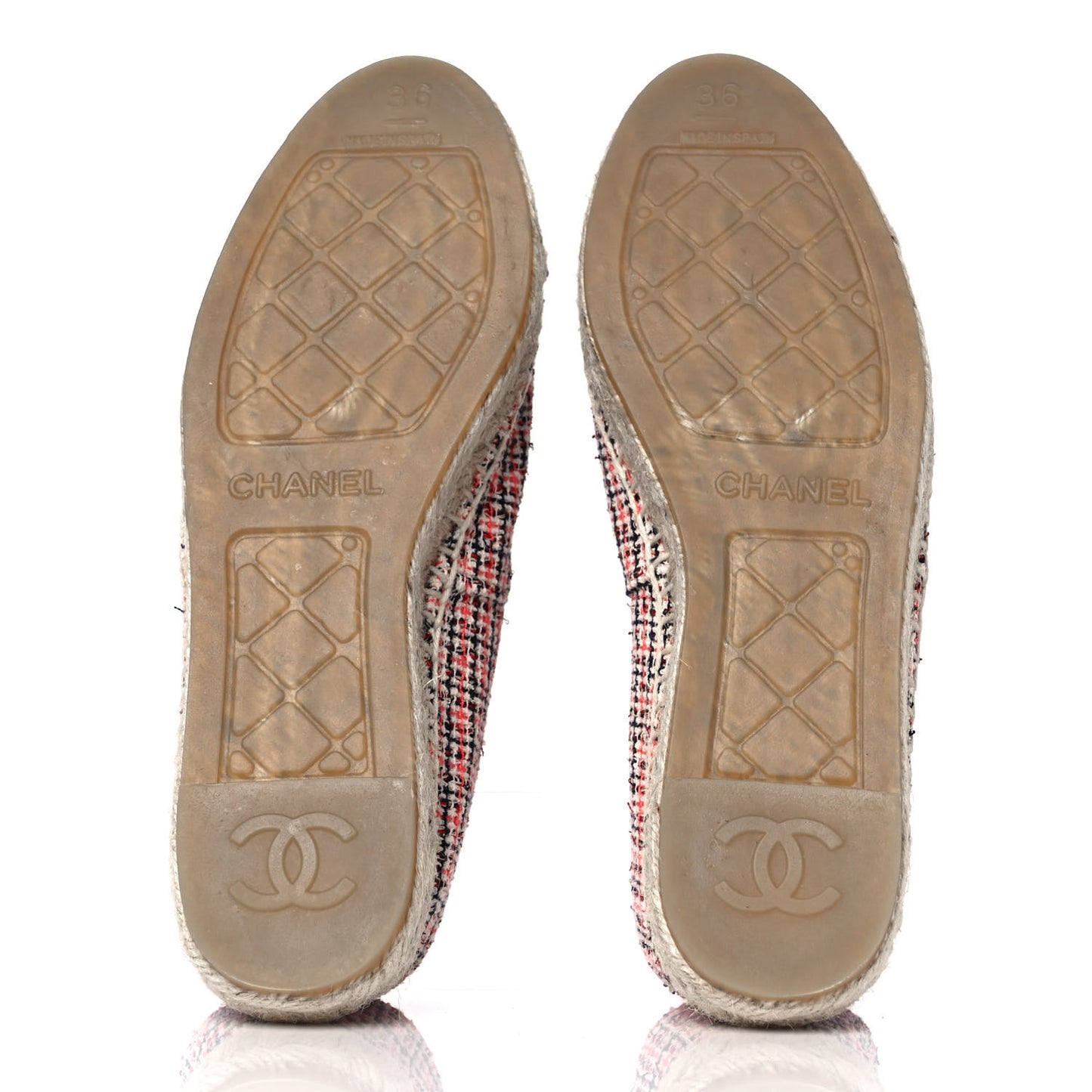 Tweed Grosgrain CC Espadrilles 36 Red Black White