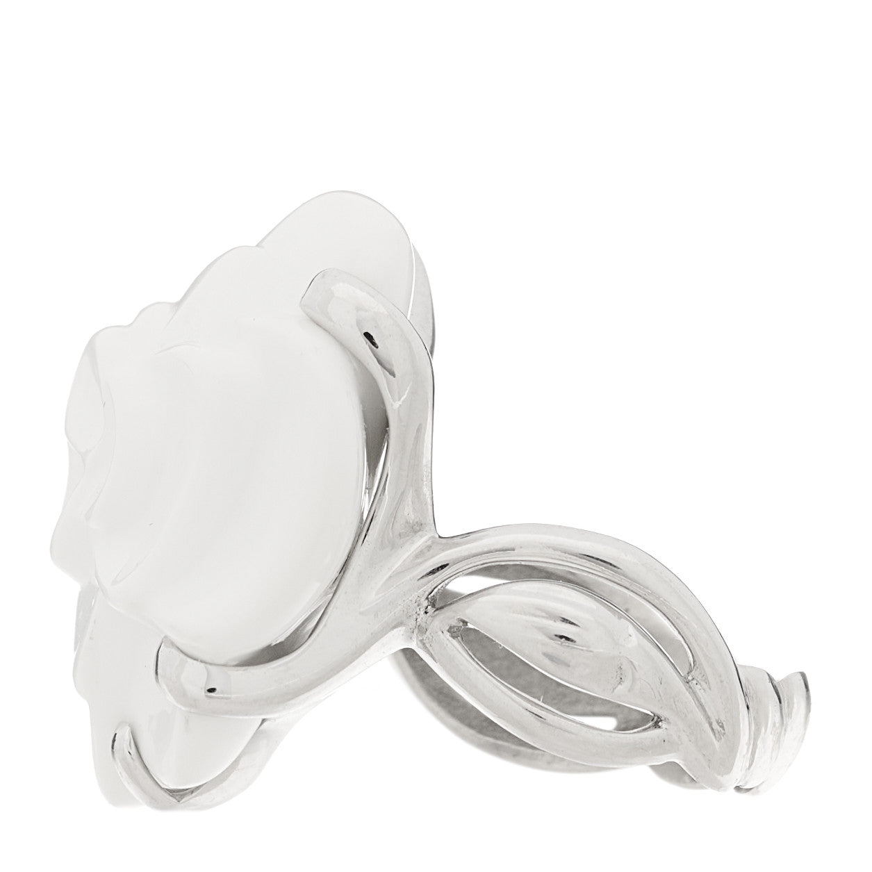 Chanel 18K White Gold White Ceramic Camelia Ring 54 7 3 of 5