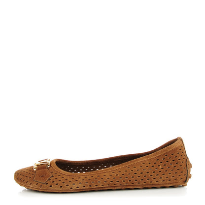 Louis Vuitton Suede Perforated Oxford Ballerina Flats 37 Cognac 1 of 7