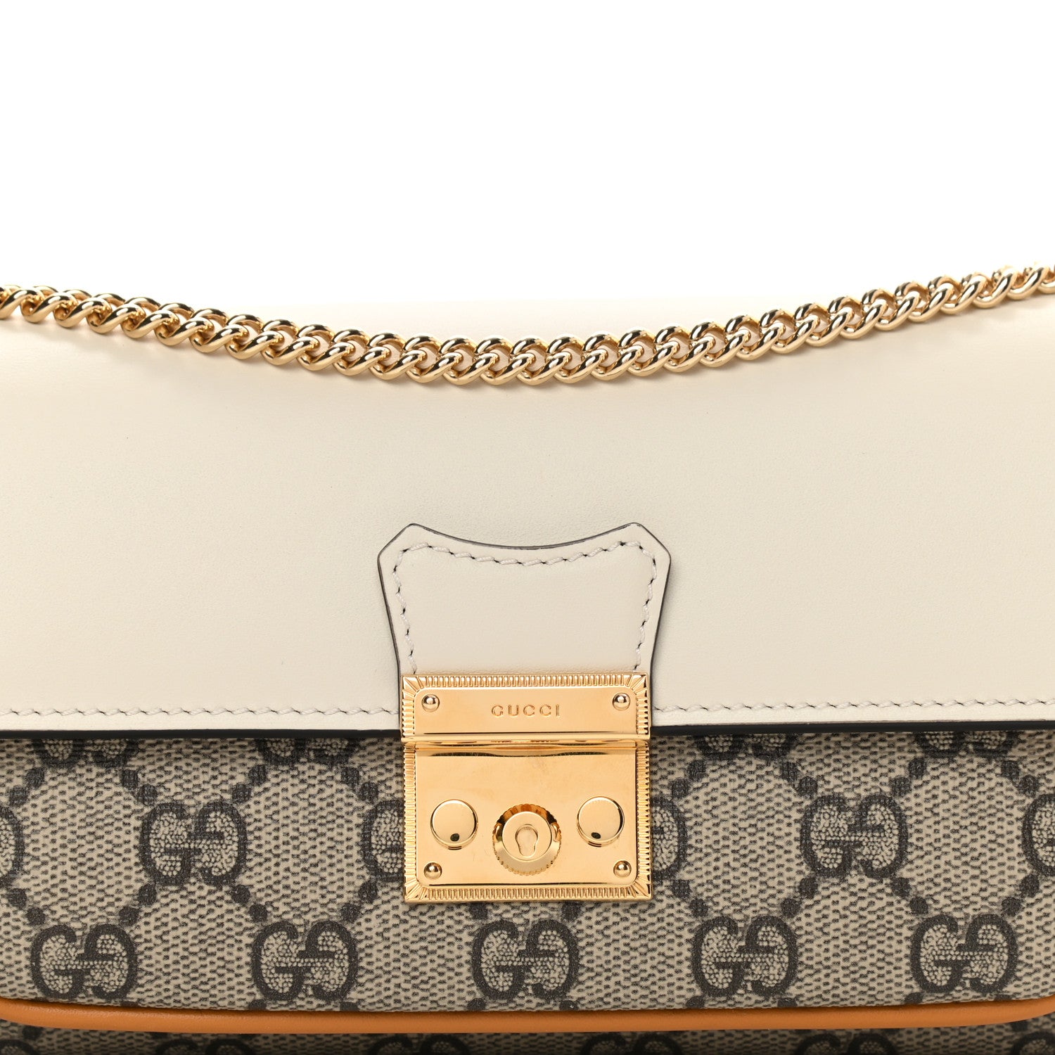 Gucci GG Supreme Monogram Calfskin Padlock Chain Wallet Beige Mystic White Sun Oil 8 of 16