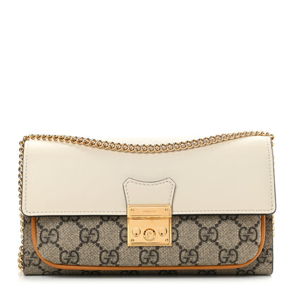 Gucci GG Supreme Monogram Calfskin Padlock Chain Wallet Beige Mystic White Sun Oil 1 of 16