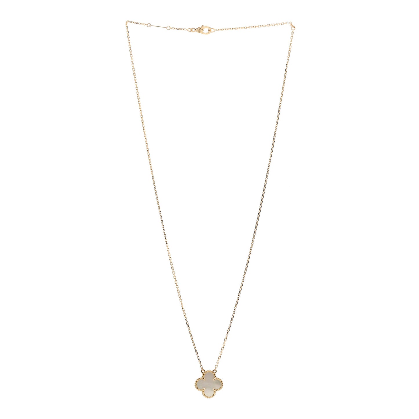 18K Yellow Gold Mother of Pearl Vintage Alhambra Pendant Necklace