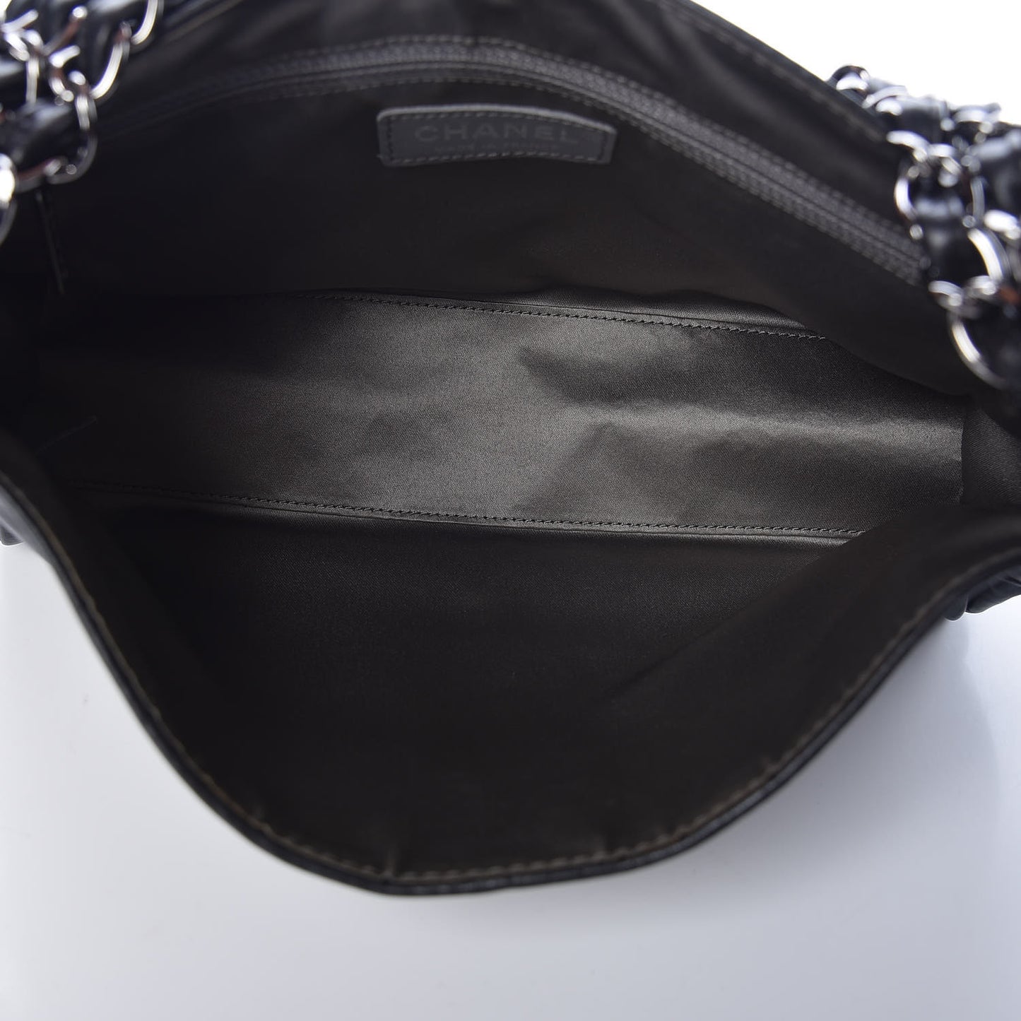 Calfskin Small Rock and Chain Flap Black