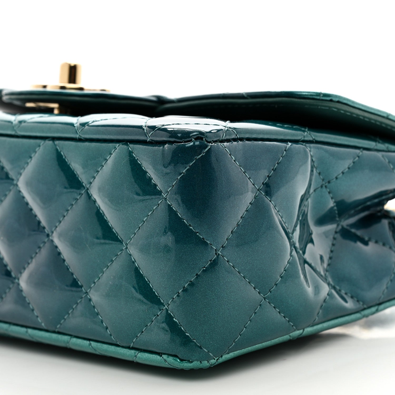 Chanel Shaded Patent Calfskin Quilted Mini Rectangular Flap Green Blue 10 of 10