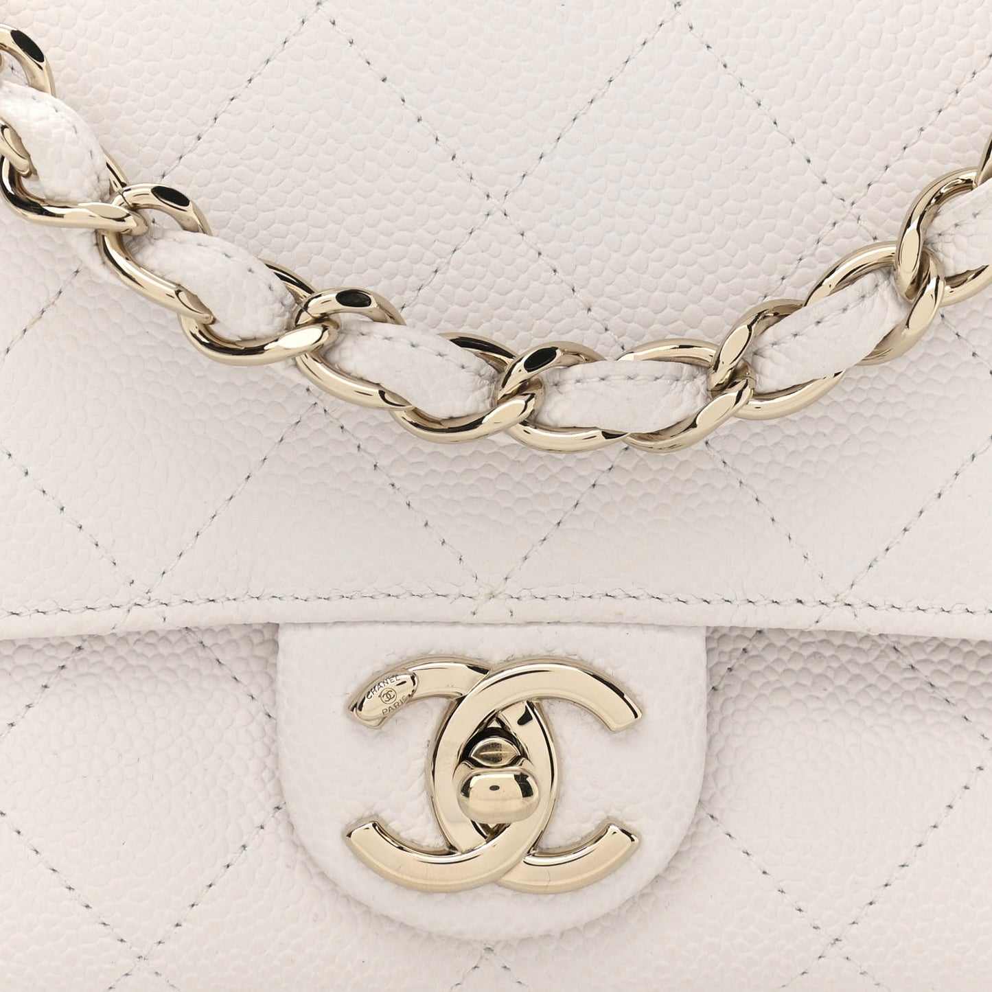 Caviar Quilted City Walk Flap White