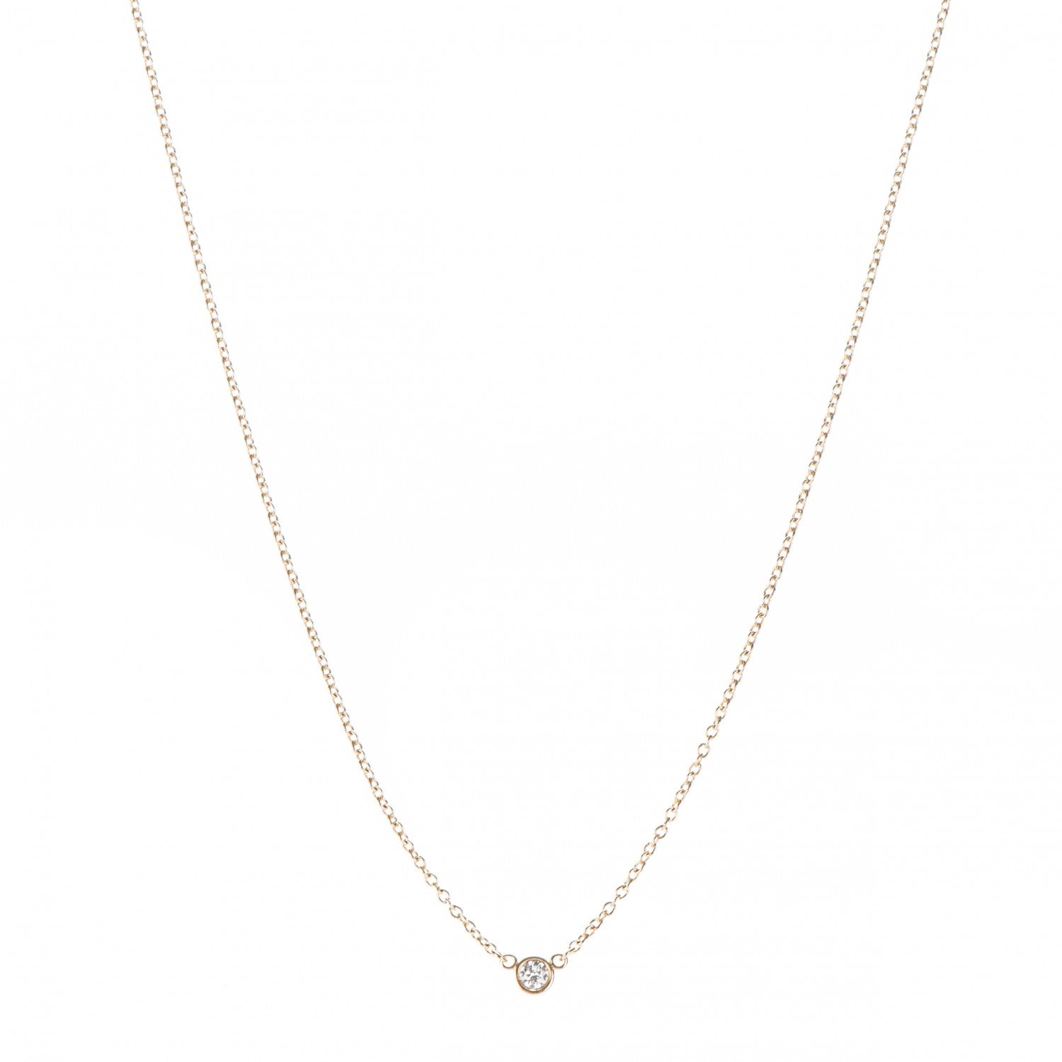 Tiffany 18K Yellow Gold Diamond .06ct Elsa Peretti Diamonds by the Yard Pendant Necklace 1 of 6