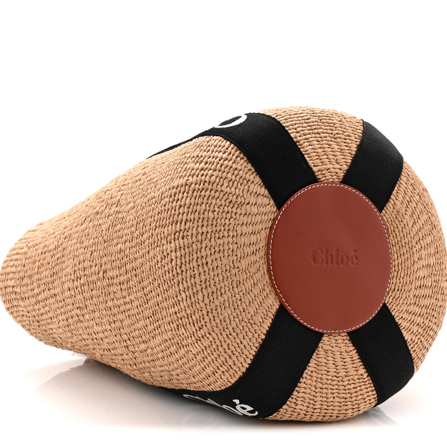 X MIFUKO Raffia Large Woody Basket Bag Black Beige
