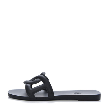 Hermes Rubber Aloha Sandals 37 Black 1 of 9