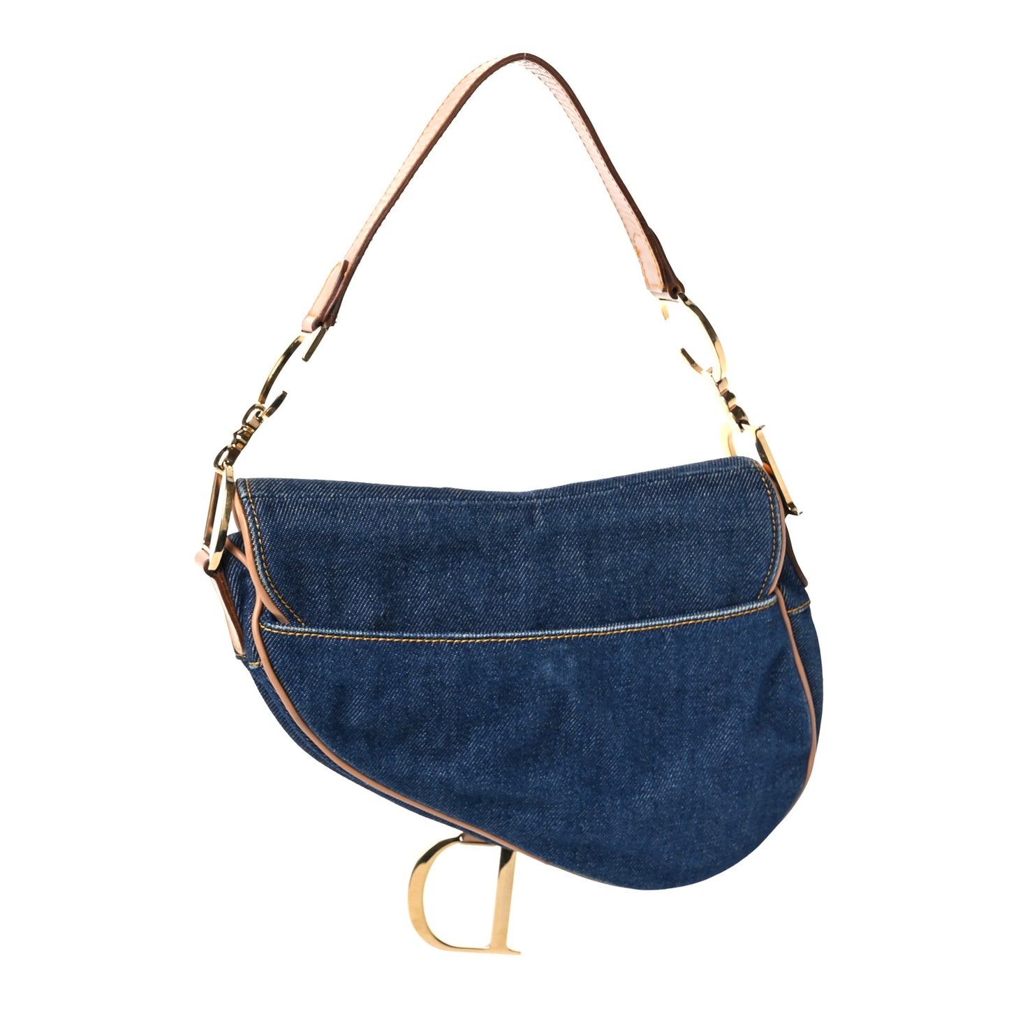 Denim Calfskin Saddle Bag Blue