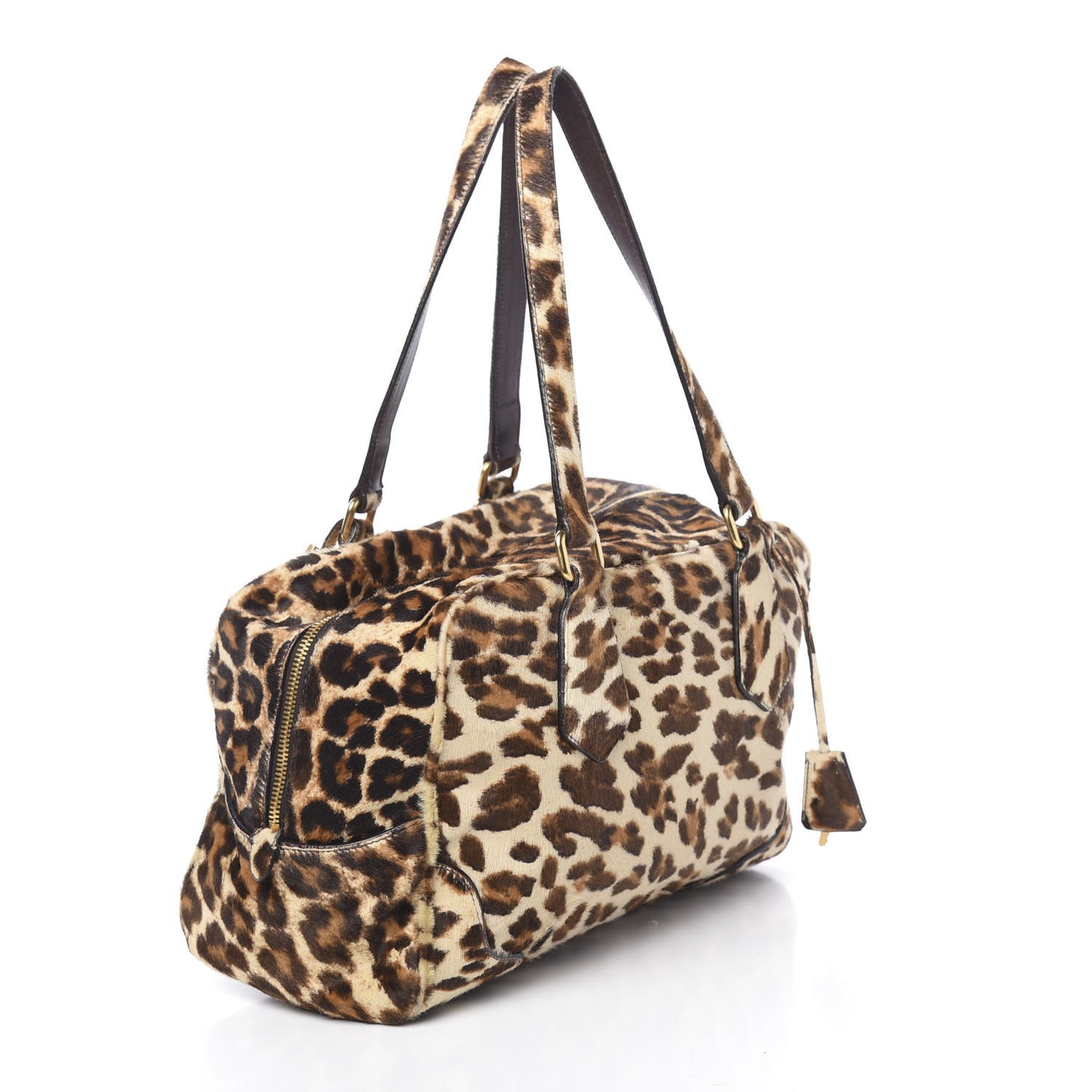 Calf Hair Leopard Print Shoulder Bag Avorio