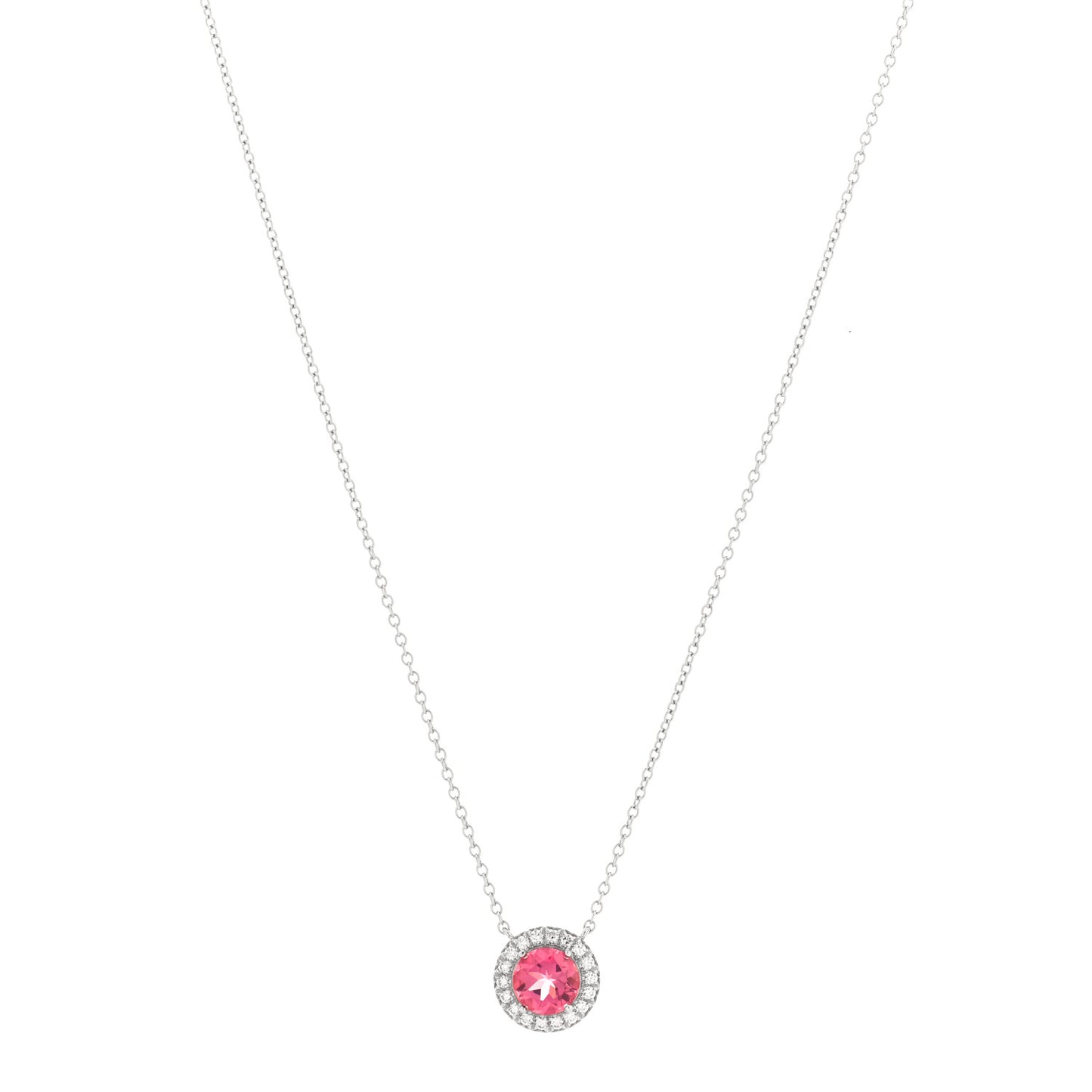 Platinum Diamond Pink Tourmaline Soleste Pendant Necklace