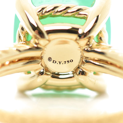 David Yurman 18K Yellow Gold Diamond Chrysoprase 11mm Chatelaine Ring 54 7 5 of 5