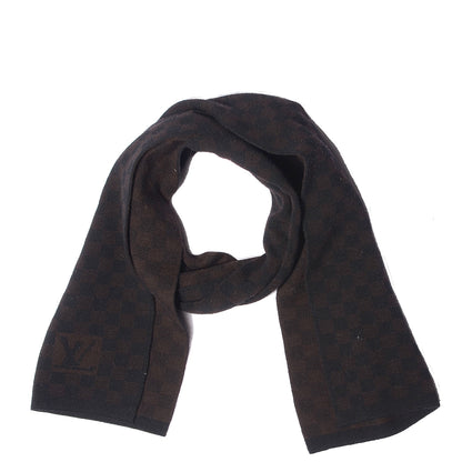 Louis Vuitton Wool Petit Damier Ebene Scarf Brown 1 of 5