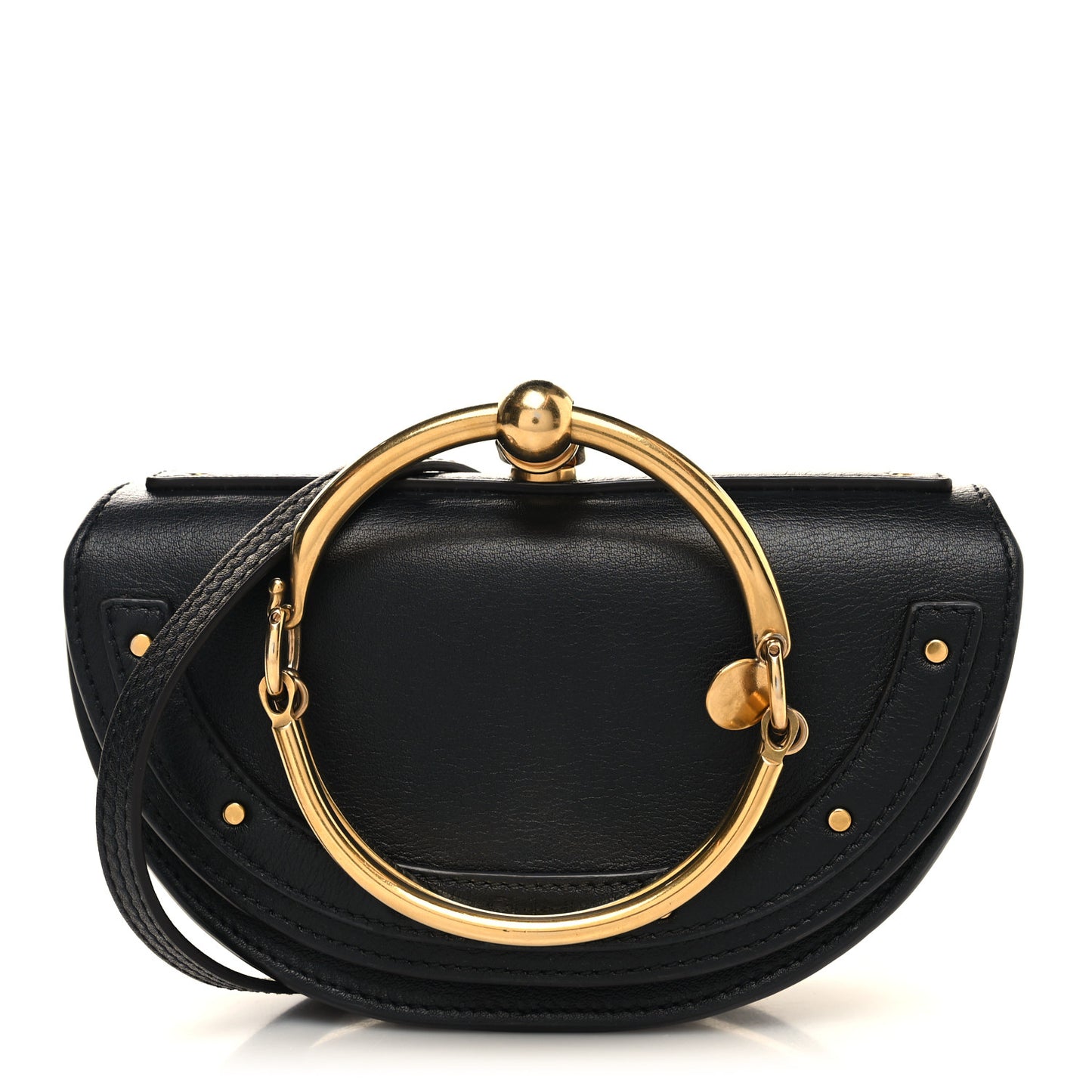 Calfskin Small Nile Bracelet Minaudiere Bag Black