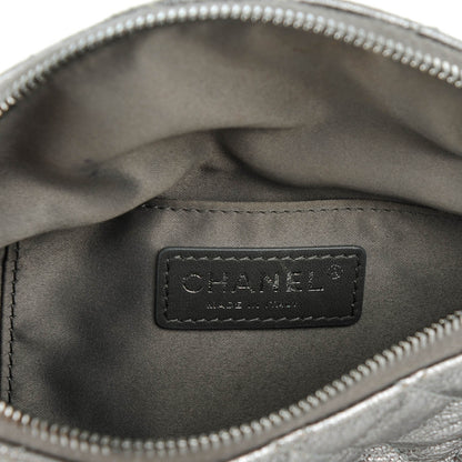 Chanel Metallic Goatskin Quilted Banane Waist Bag Fanny Pack Silver 6 of 7