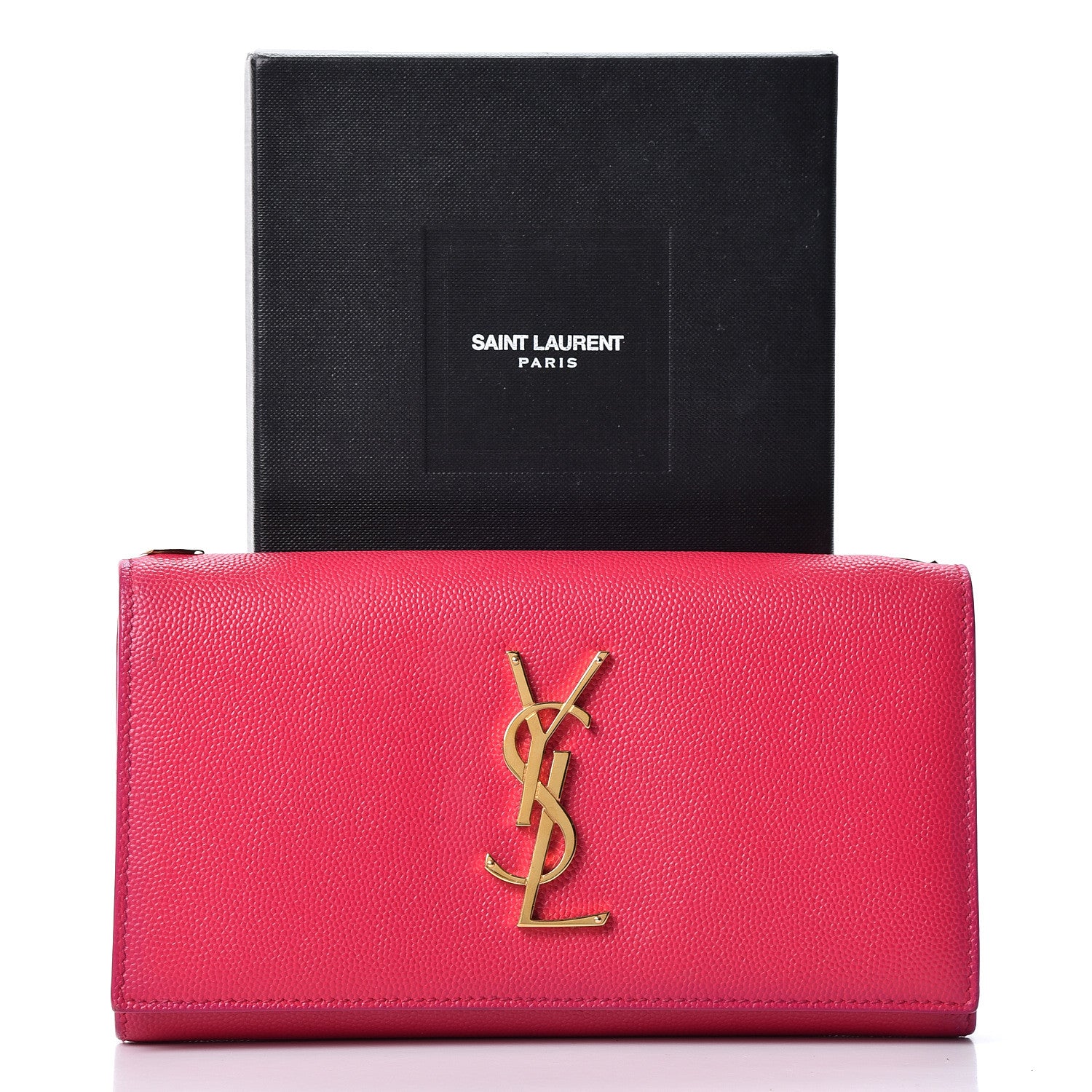 Saint Laurent Grain De Poudre Classic Monogram Cassandre Wallet Fuchsia 12 of 12