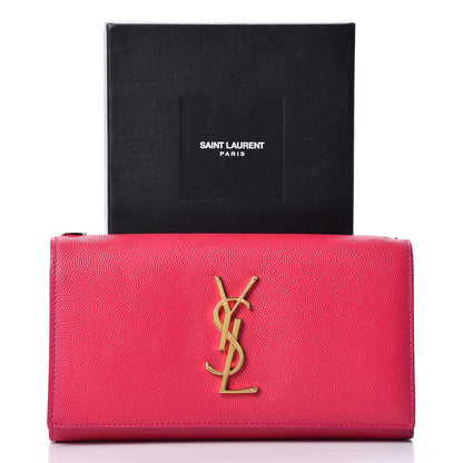 Saint Laurent Grain De Poudre Classic Monogram Cassandre Wallet Fuchsia 12 of 12