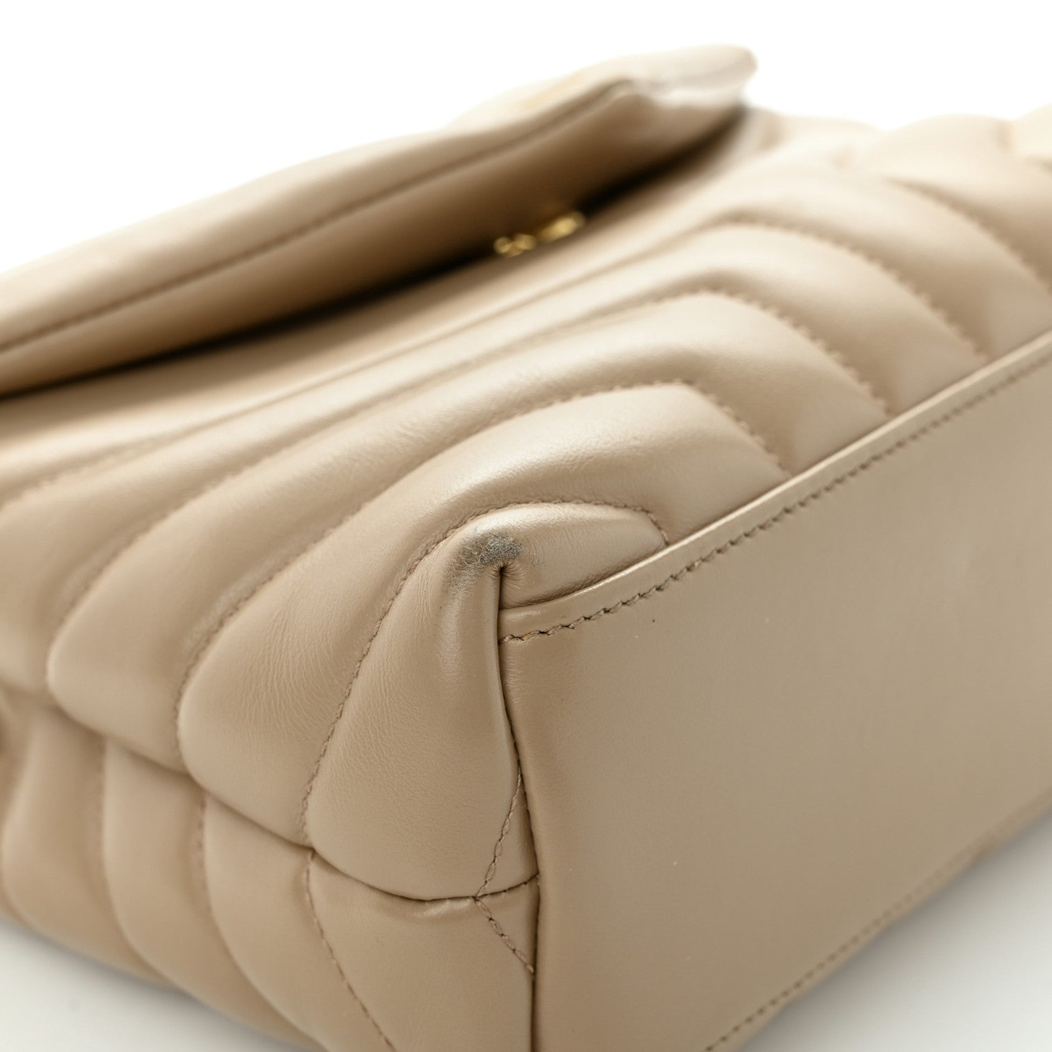 Saint Laurent Calfskin Y Quilted Monogram Small Loulou Chain Satchel Dark Beige 9 of 13