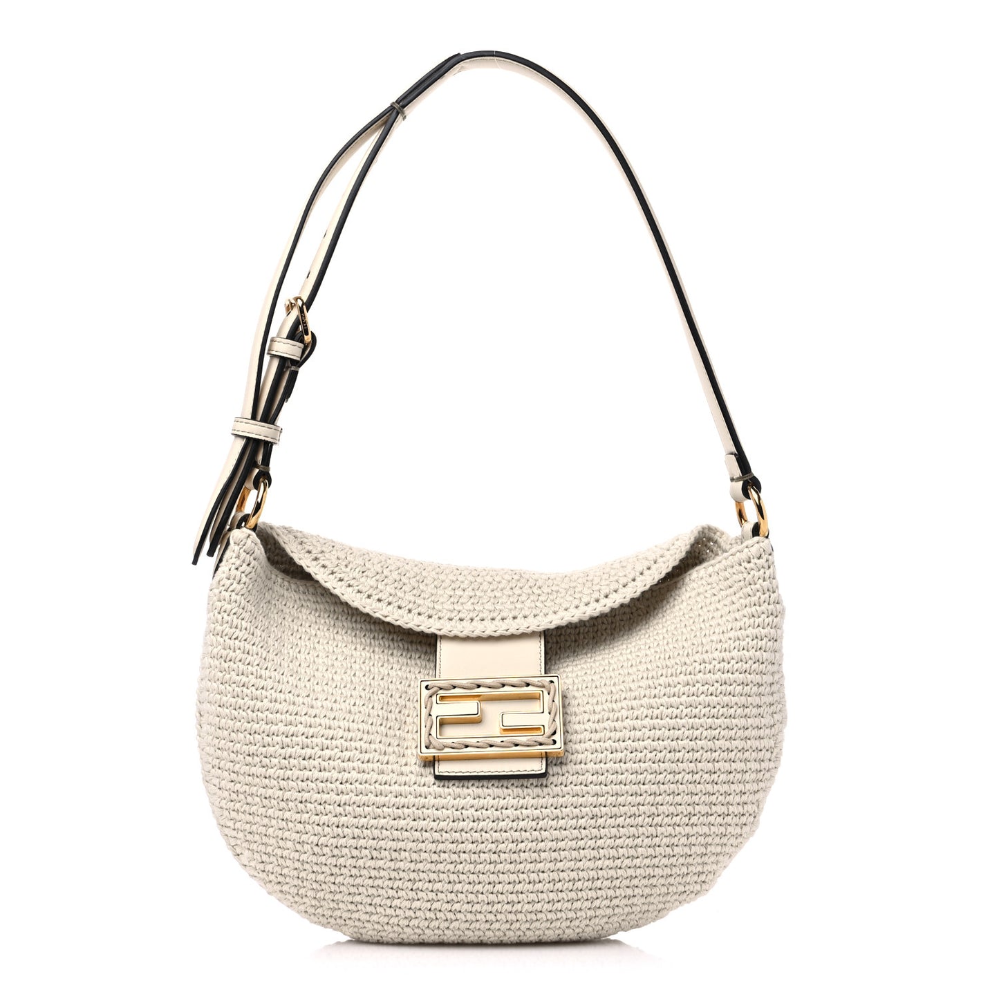 Fabric Crochet Vitello Grace Small Croissant Hobo Uovo