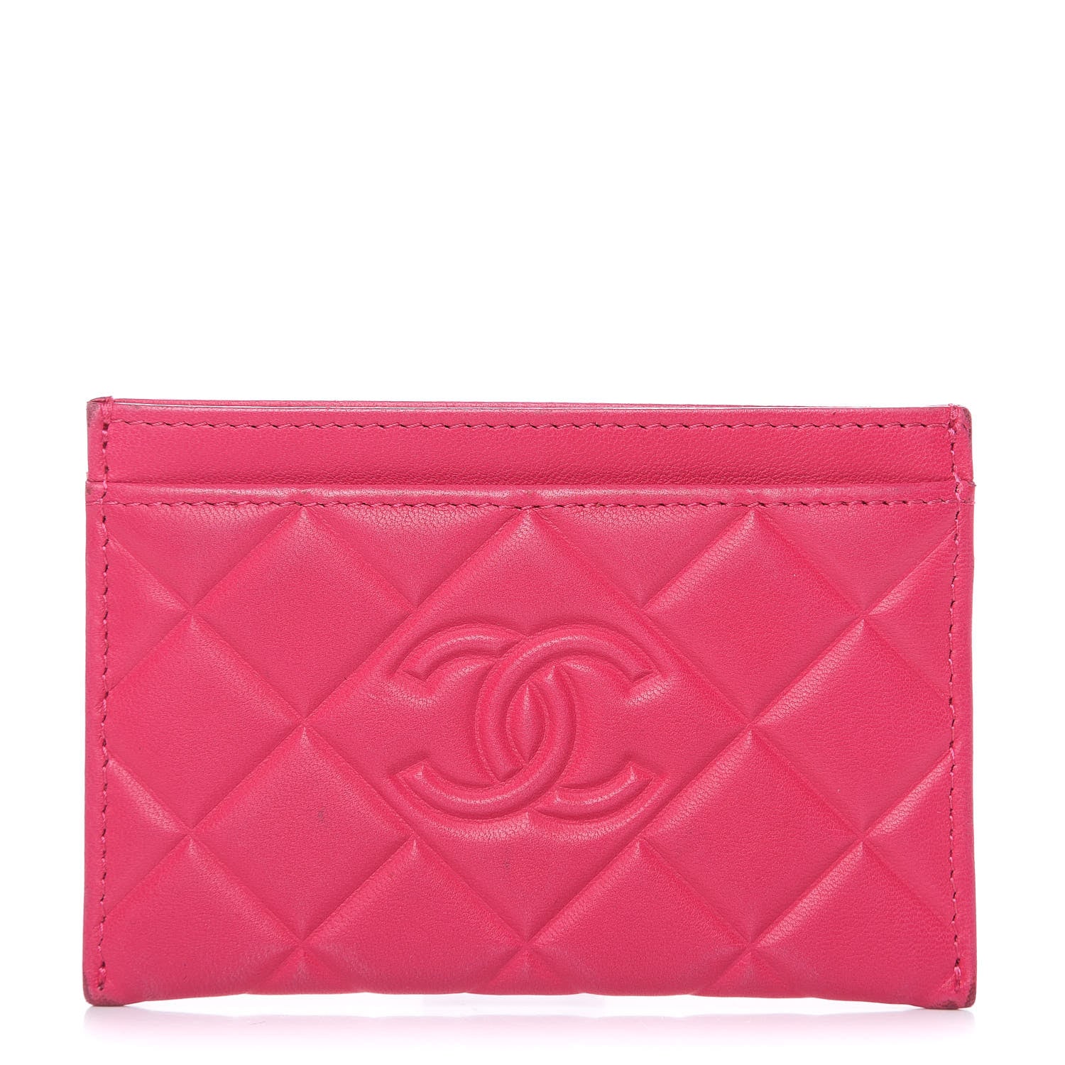 Chanel Lambskin Quilted Diamond CC Card Holder Fuchsia 1 of 11