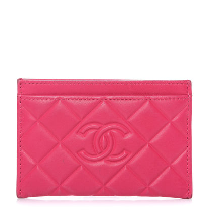 Chanel Lambskin Quilted Diamond CC Card Holder Fuchsia 1 of 11