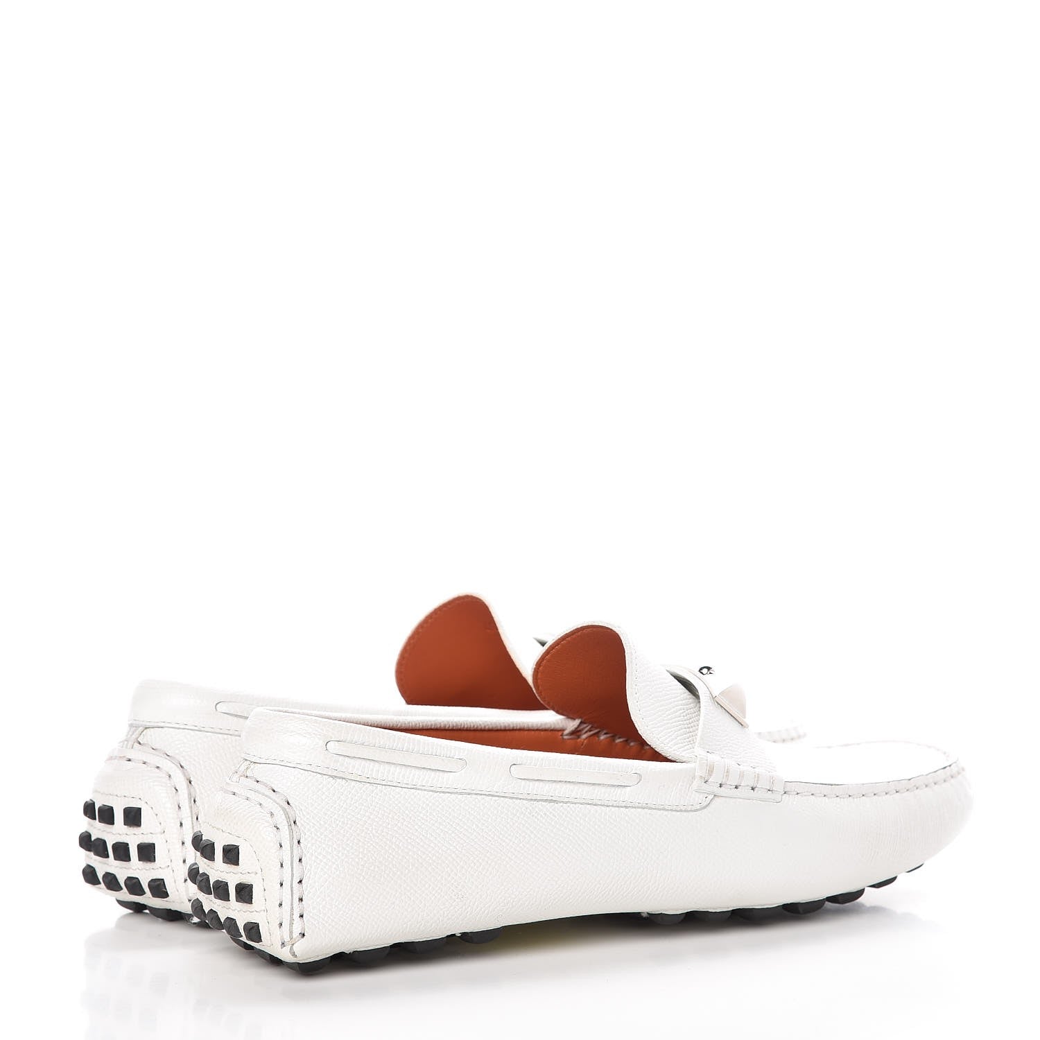 Hermes Epsom Mens Irving Driving Moccasin Loafers 40 Blanc 4 of 14