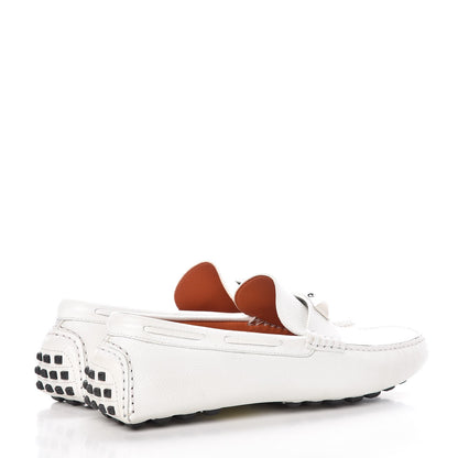 Hermes Epsom Mens Irving Driving Moccasin Loafers 40 Blanc 4 of 14