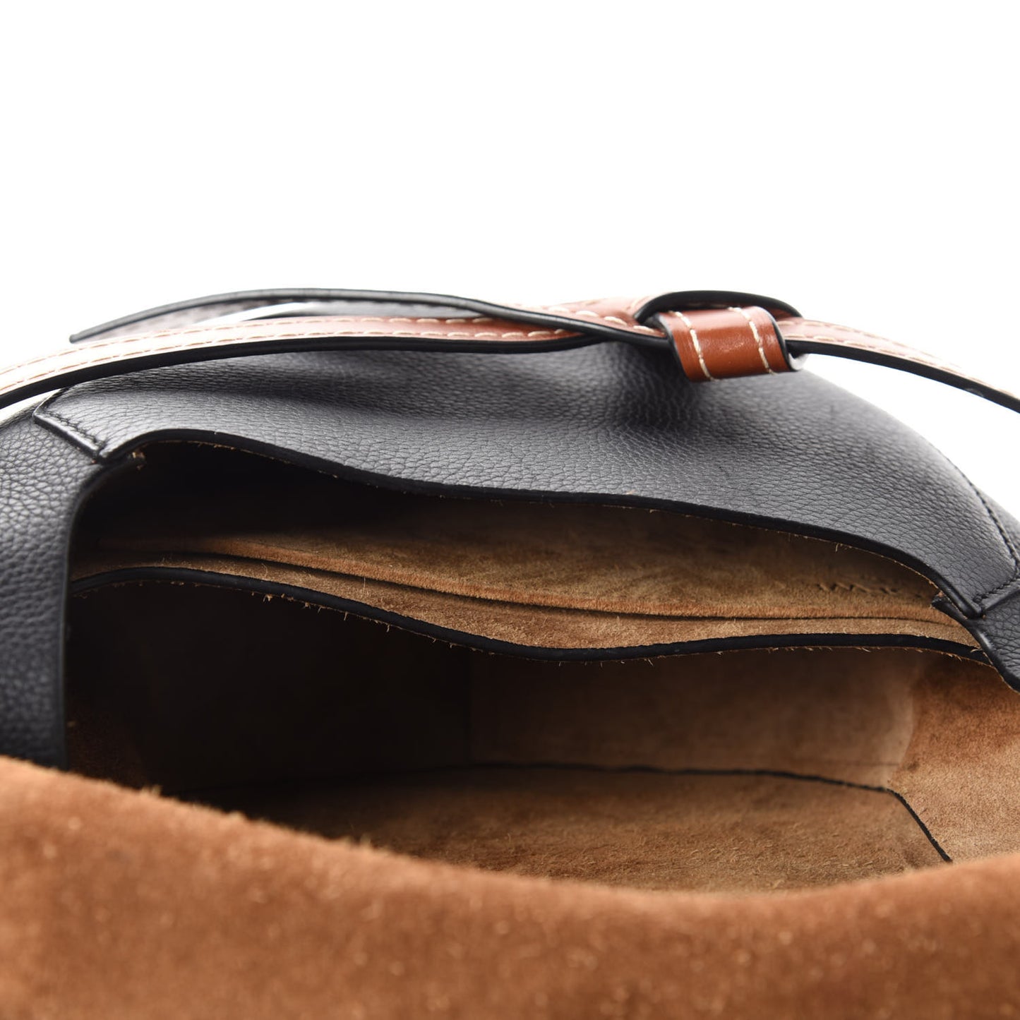 Grained Calfskin Small Gate Crossbody Bag Pecan Black