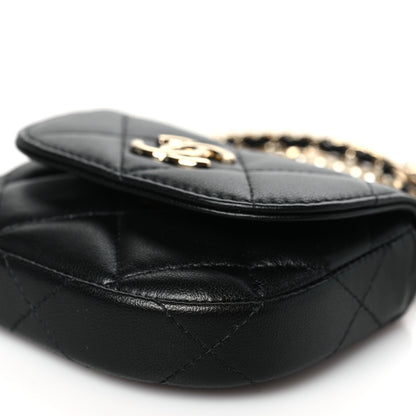 Chanel Lambskin Quilted Pearl Top Handle Clutch With Chain Black 11 of 12