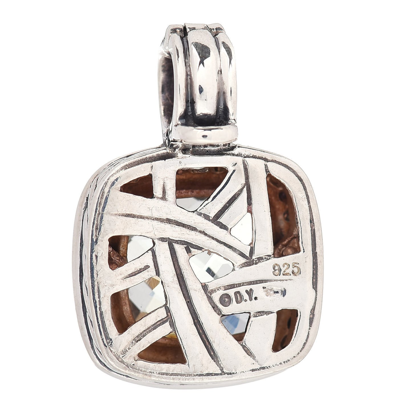 Sterling Silver Diamond Prasiolite 11mm Albion Enhancer Pendant