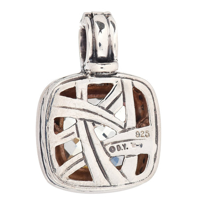 David Yurman Sterling Silver Diamond Prasiolite 11mm Albion Enhancer Pendant 3 of 3