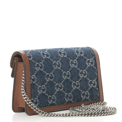 Gucci New Denim GG Monogram Dollar Calfskin Enamel Super Mini Dionysus Shoulder Bag Blue Tea Cuir Epilog Electric Blue 3 of 10