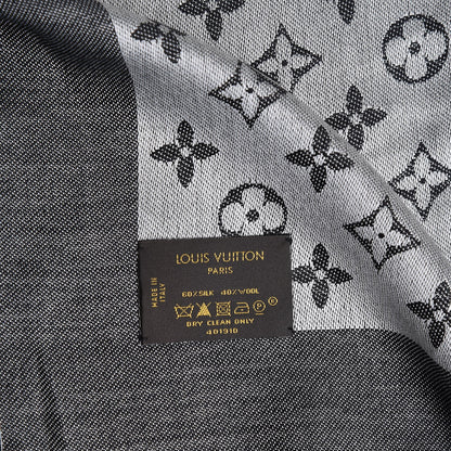 Louis Vuitton Wool Silk Monogram Denim Shawl Black 4 of 4