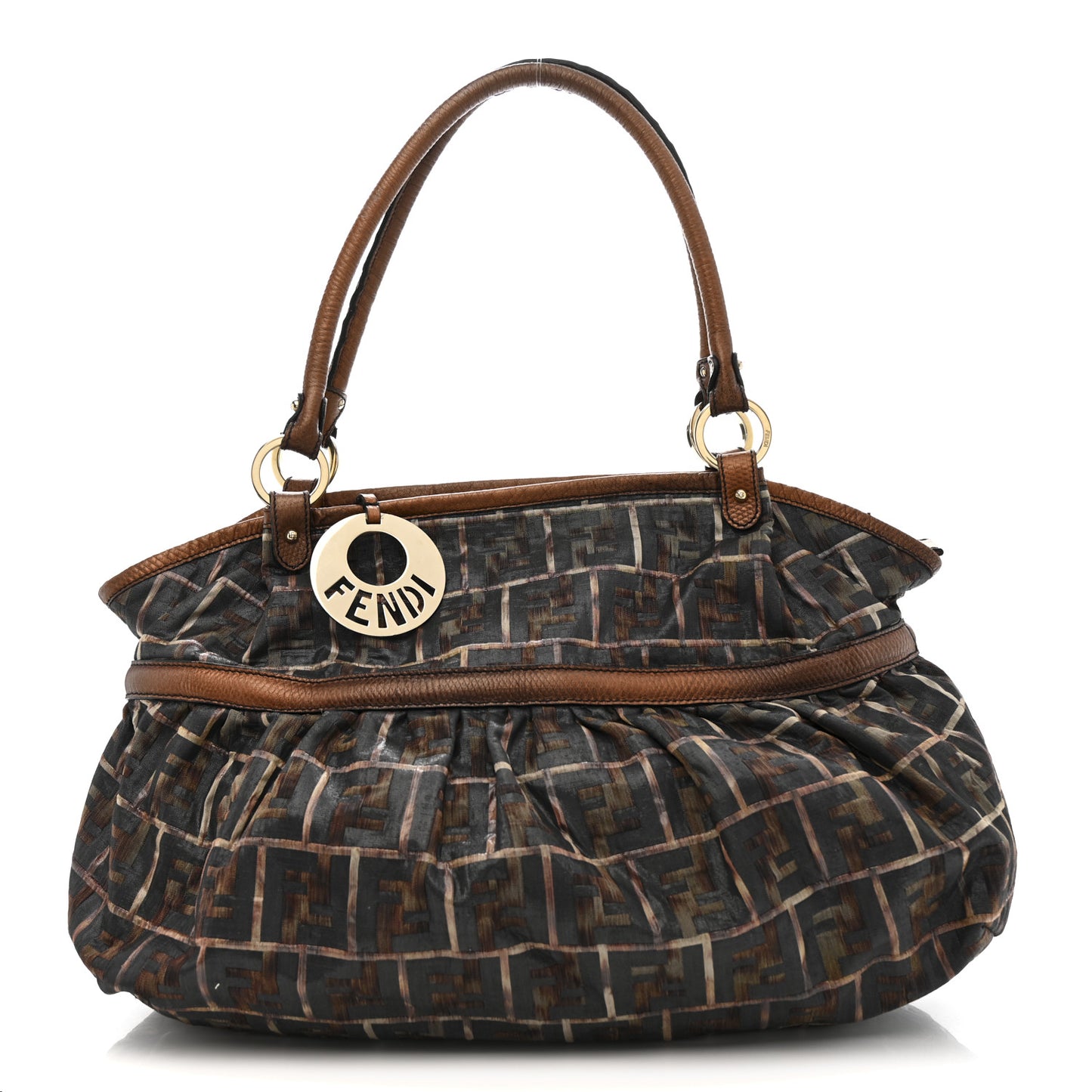 Zucca Calfskin Crocodile Embossed Large Chef Shopper Tote Tobacco
