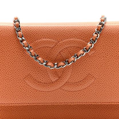 Chanel Caviar Timeless CC Wallet On Chain WOC Orange 8 of 10